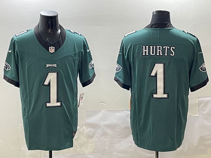Men Philadelphia Eagles #1 Hurts Green Three generations 2025 Nike Vapor Limited NFL Jersey style 2094